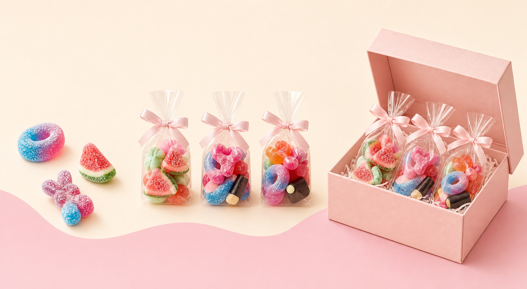 Caramelle, sacchetti personalizzati e Candybox rosa